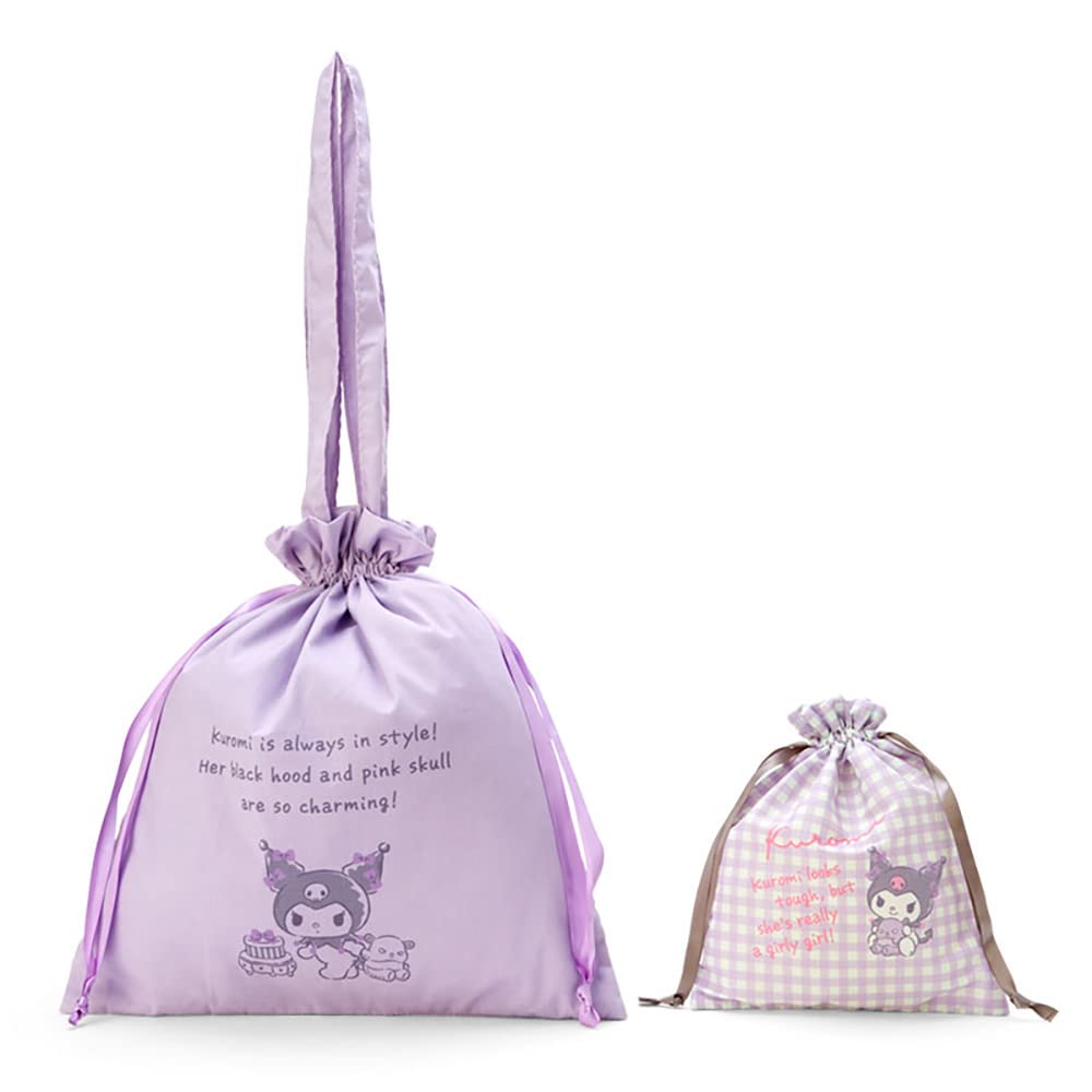SANRIO Tote Bag & Drawstring Bag Set Kuromi- Japan Figure Store - #1 Bring To You The Best Japanese Goods