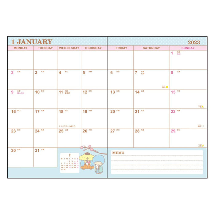 Sanrio B6 Notebook 2023 Diary Monthly Block Rokuyo Moon Age Girl Character 205915 Starts Oct 2022 Sanrio Pink- Japan Figure Store - #1 Bring To You The Best Japanese Goods