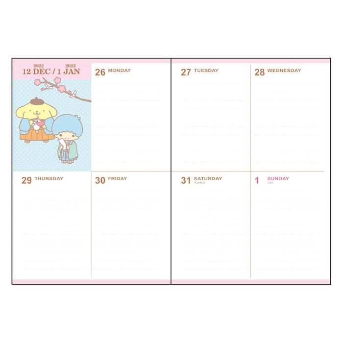 Sanrio B6 Notebook 2023 Diary Monthly Block Rokuyo Moon Age Girl Character 205915 Starts Oct 2022 Sanrio Pink- Japan Figure Store - #1 Bring To You The Best Japanese Goods
