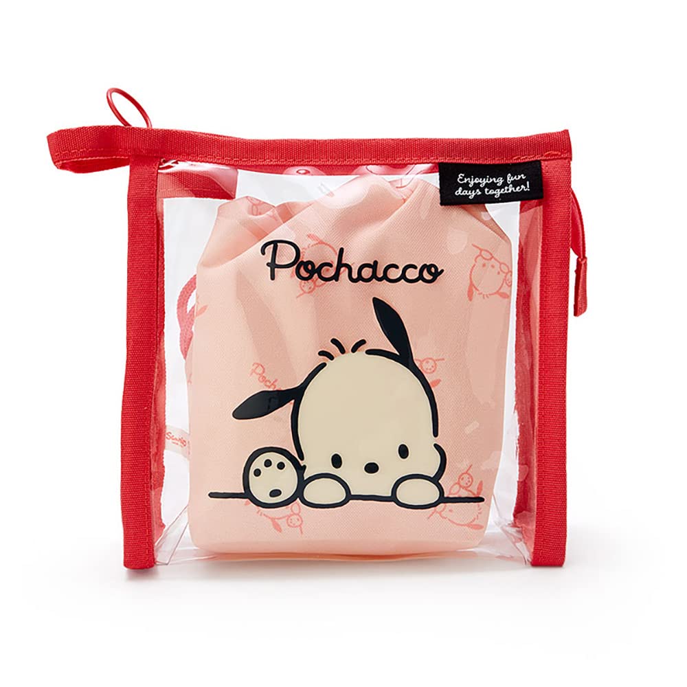 Sanrio 340553 Pochacco Clear Pouch With Drawstring Simple Design - Pochacco Clear Pouch- Japan Figure Store - #1 Bring To You The Best Japanese Goods