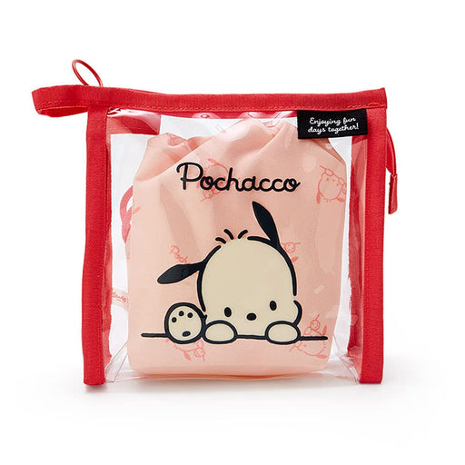 Sanrio 340553 Pochacco Clear Pouch With Drawstring Simple Design - Pochacco Clear Pouch- Japan Figure Store - #1 Bring To You The Best Japanese Goods
