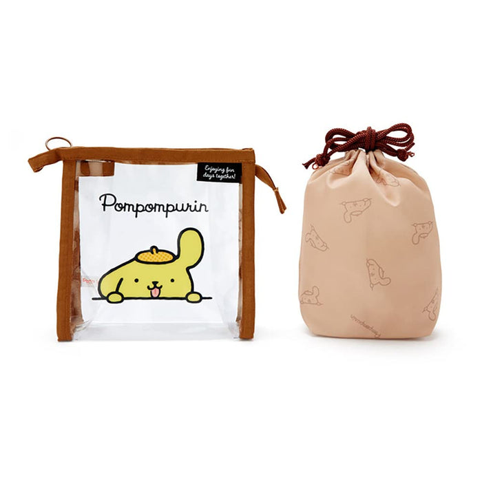 Sanrio 339687 Pompompurin Clear Pouch With Drawstring Simple Design Pompompurin Clear Pouch- Japan Figure Store - #1 Bring To You The Best Japanese Goods