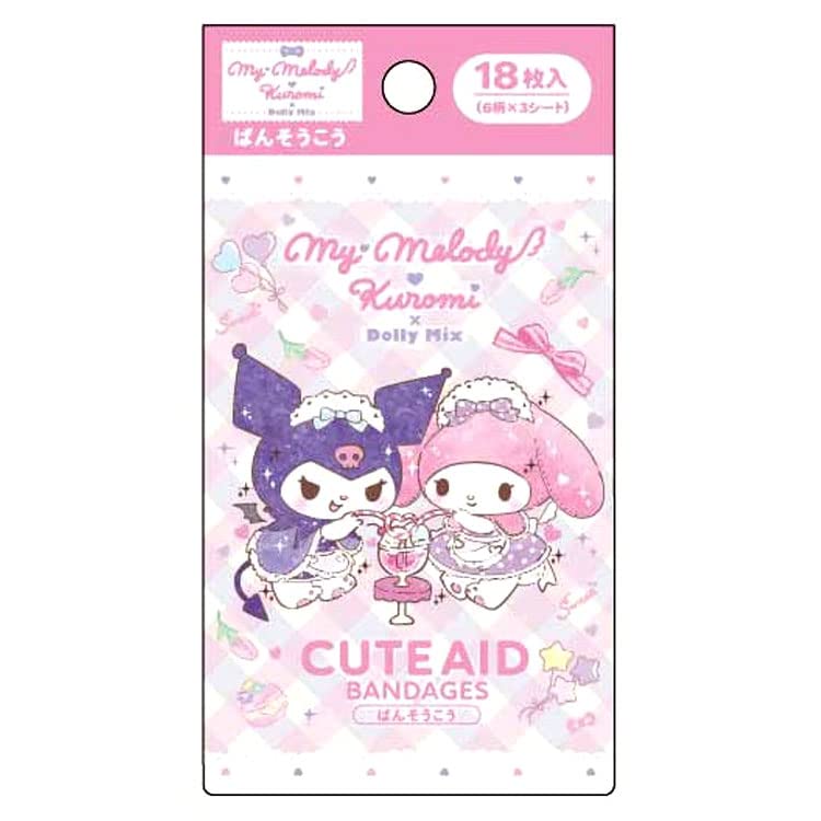 Santan My Melody & Kuromi X Dolly Mix Bandage 322556 Sanrio Japan 18Pcs Kids Adhesive Plaster Scratch Tape- Japan Figure Store - #1 Bring To You The Best Japanese Goods