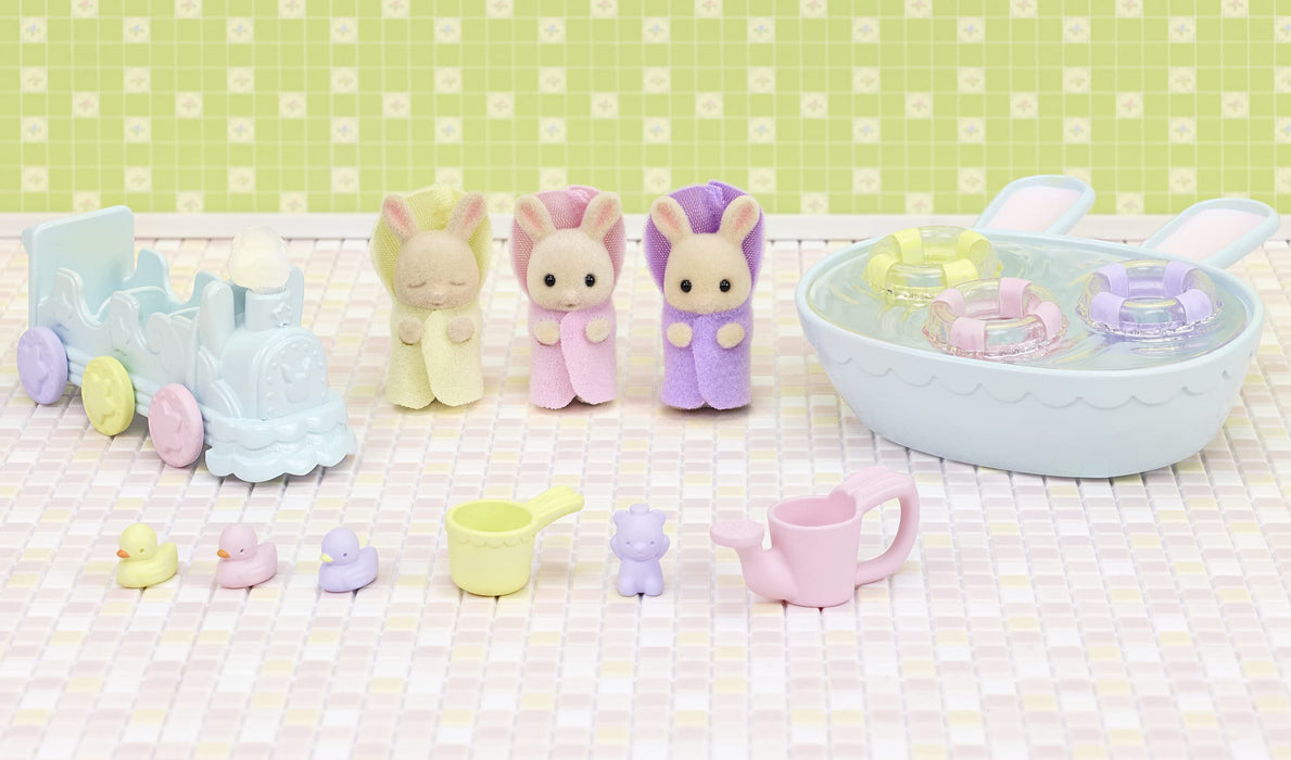 Epoch Sylvanian Families Doll & Furniture Bath Set Milk Rabbit Mitsugo-Chan Age 3 and Up- Japan Figure Store - #1 Bring To You The Best Japanese Goods