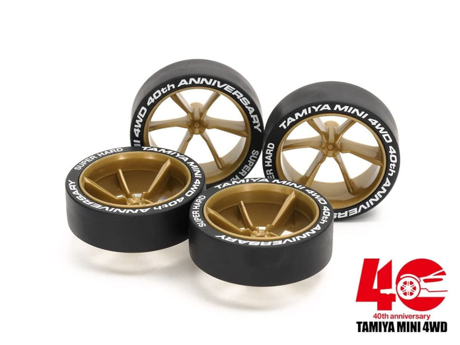 TAMIYA 95639 Mini 4Wd 40Th Anniv. Super Hard Large Diameter Low Height Tire & 6 Spoke Wheel- Japan Figure Store - #1 Bring To You The Best Japanese Goods