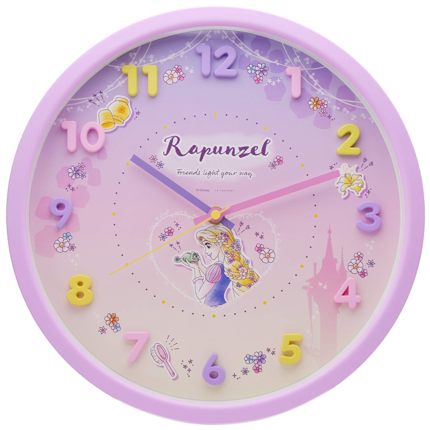 T'S FACTORY - Disney Tangled Rapunzel Wall Clock Purple- Japan Figure Store - #1 Bring To You The Best Japanese Goods