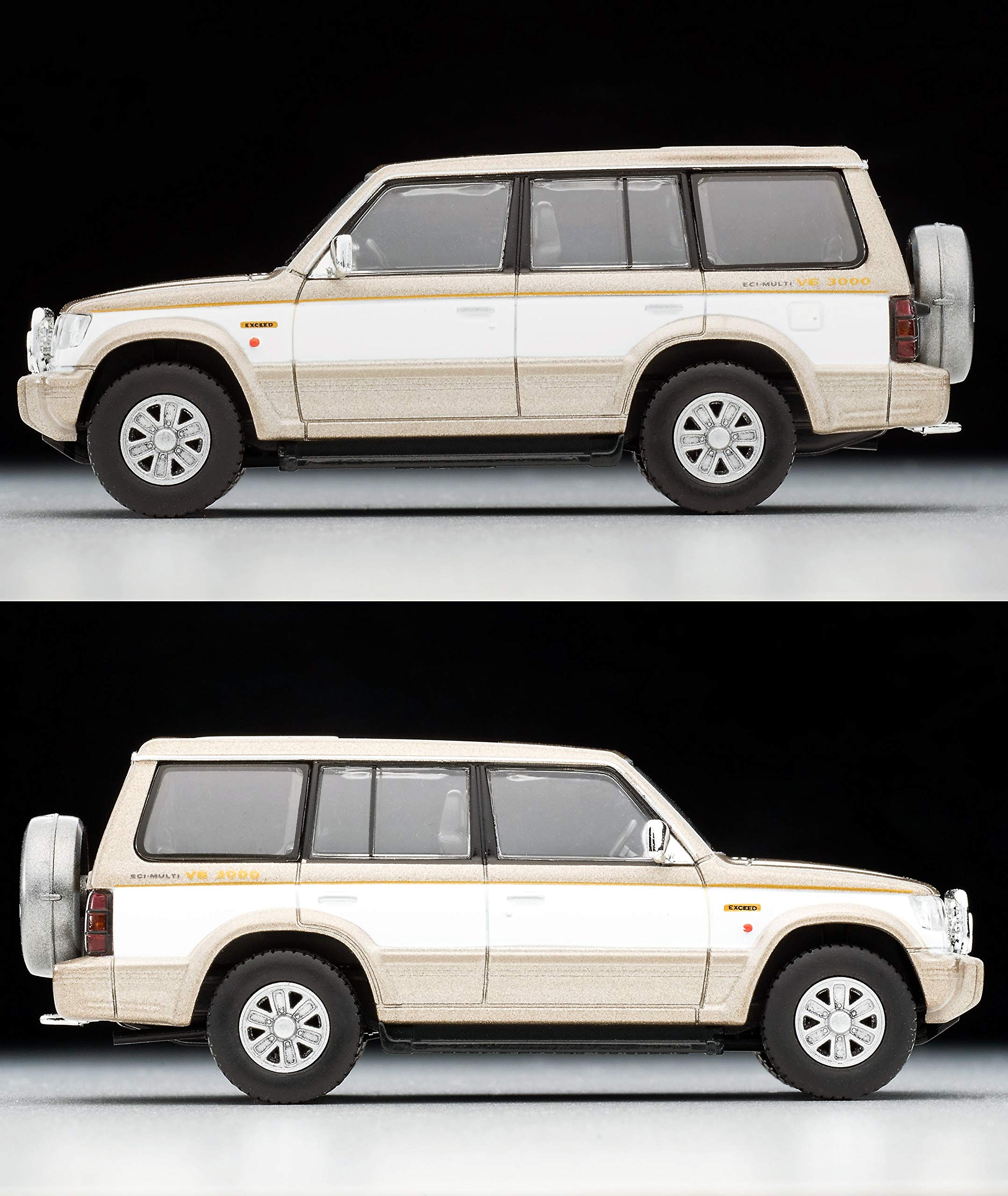 Tomytec Tomica Vintage Neo Mitsubishi Pajero Mid Roof Wide Super Exceed 91 1/64 Beige/White- Japan Figure Store - #1 Bring To You The Best Japanese Goods