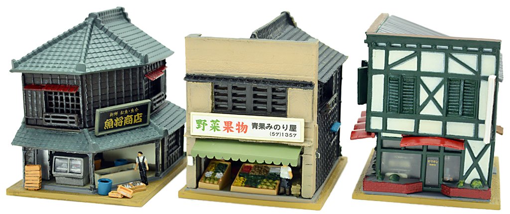 Tomytec Geo-Colle Building Diorama Supplies - Ken-Colle 130-2 Fish Shop/Greengrocer/Cafe- Japan Figure Store - #1 Bring To You The Best Japanese Goods