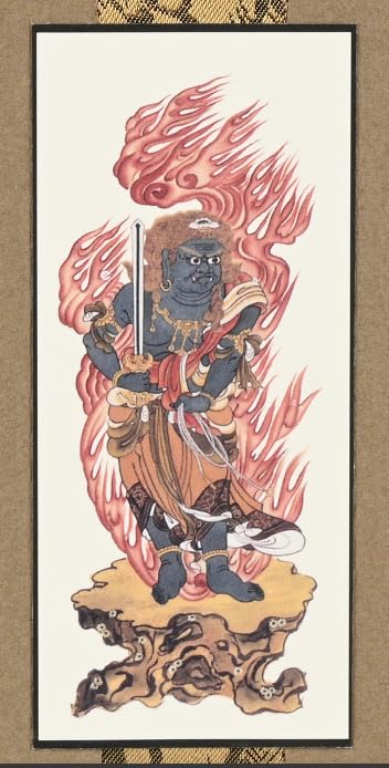 Toshikobo Fudo Myoo Stand Hanging Scroll Wooden Frame 20x9cm Walnut- Japan Figure Store - #1 Bring To You The Best Japanese Goods