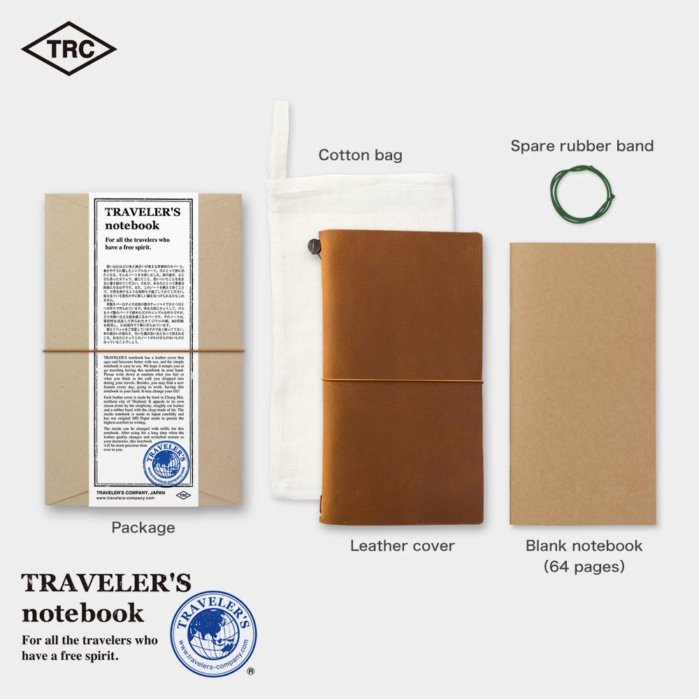 MIDORI Traveler’S Notebook Starter Kit Camel Regular Size - Japan Figure Store - #1 Bring To You The Best Japanese Goods