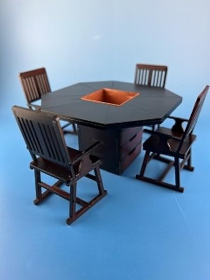 Cobaanii Mokei 1/12 Scale Octagon Table and Chairs Set with Irori Wz-028- Japan Figure Store - #1 Bring To You The Best Japanese Goods