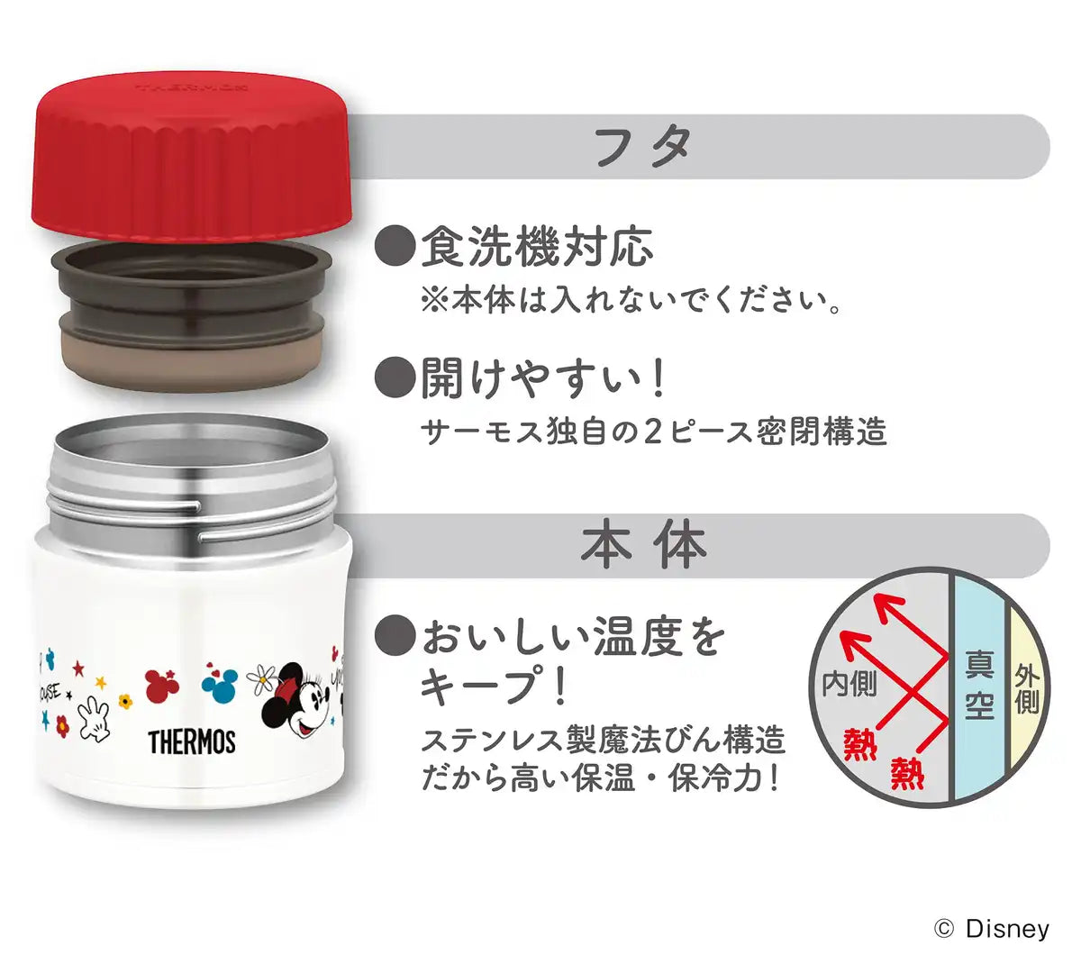 Thermos Japan Vacuum Insulated Soup Jar 300Ml Disney Black Red Jbu-301Ds Bkr- Japan Figure Store - #1 Bring To You The Best Japanese Goods