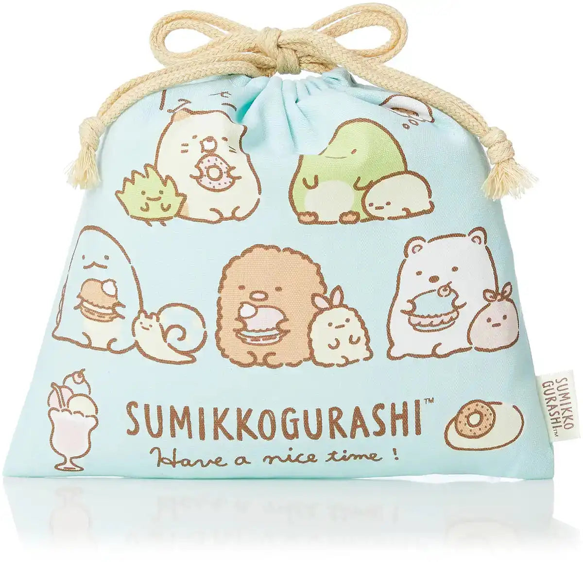 San-X Sumikko Gurashi Blue Drawstring Bag Ca24905 Comfy Travel Accessory- Japan Figure Store - #1 Bring To You The Best Japanese Goods
