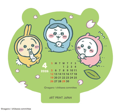 Calendrier de bureau Art Print Japan 2026 découpé en forme Chiikawa