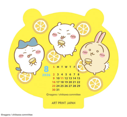 Calendrier de bureau Art Print Japan 2026 découpé en forme Chiikawa