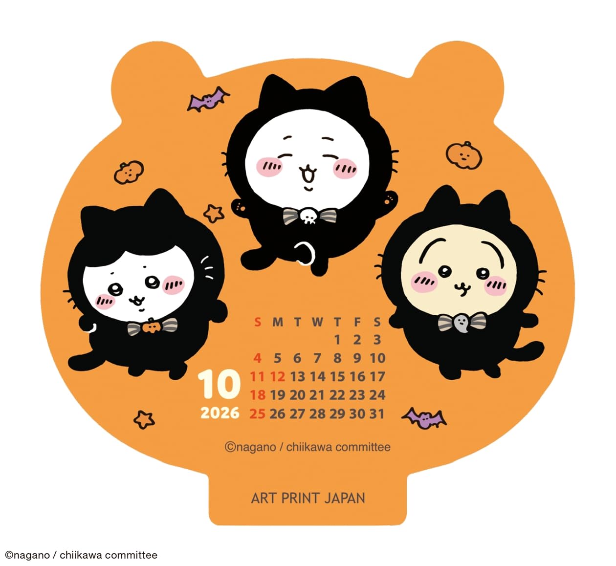 Calendrier de bureau Art Print Japan 2026 découpé en forme Chiikawa