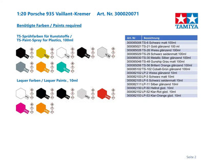 Tamiya 1/20 Porsche 935 Vaillant 20071- Japan Figure Store - #1 Bring To You The Best Japanese Goods
