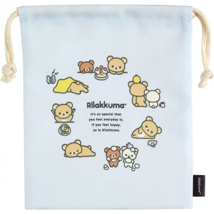 San-X Rilakkuma Gusseted Drawstring Bag Durable and Spacious Ca51701- Japan Figure Store - #1 Bring To You The Best Japanese Goods