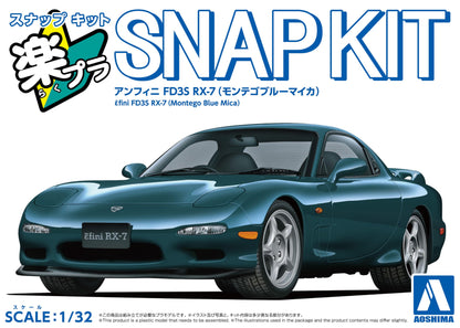 Aoshima 1/32 Rx-7 Montego Blue Plastic Model Kit - Snap Together