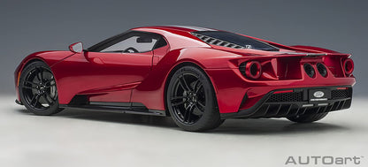 Autoart 1/12 Ford GT 2017 Model in Metallic Red with Silver Stripes 12106