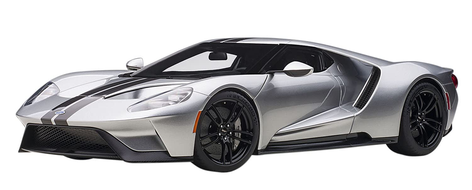Autoart 1/12 Ford GT 2017 Metallic Silver Black Stripes Model 12108- Japan Figure Store - #1 Bring To You The Best Japanese Goods