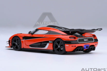 Autoart 1/64 Koenigsegg One1 Orange Carbon Black Silver Model 20044