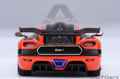 Autoart 1/64 Koenigsegg One1 Orange Carbon Black Silver Model 20044