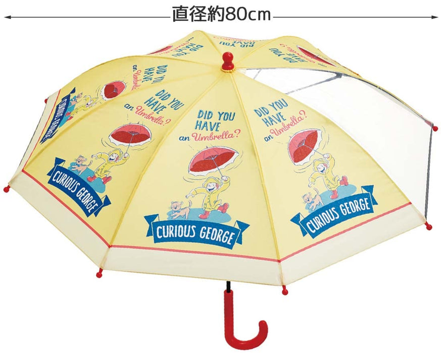 Skater Curious George Kids Umbrella 45cm Transparent Window Hand Operated Safe for 5-6 Year Olds- Japan Figure Store - #1 Bring To You The Best Japanese Goods