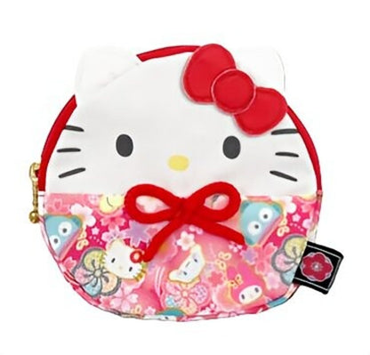 San-X Hatayama Shoji Daruma Pouch Hello Kitty Japanese Pattern 12.5cm- Japan Figure Store - #1 Bring To You The Best Japanese Goods