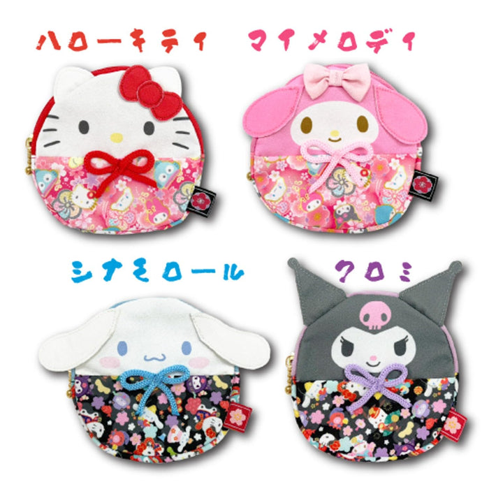San-X Hatayama Shoji Daruma Pouch Hello Kitty Japanese Pattern 12.5cm- Japan Figure Store - #1 Bring To You The Best Japanese Goods