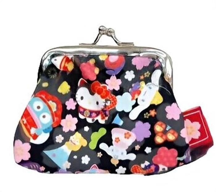 San-X Hatayama Shoji Mini Purse Pouch Black with Sanrio Characters 6.5x9x1.5cm- Japan Figure Store - #1 Bring To You The Best Japanese Goods