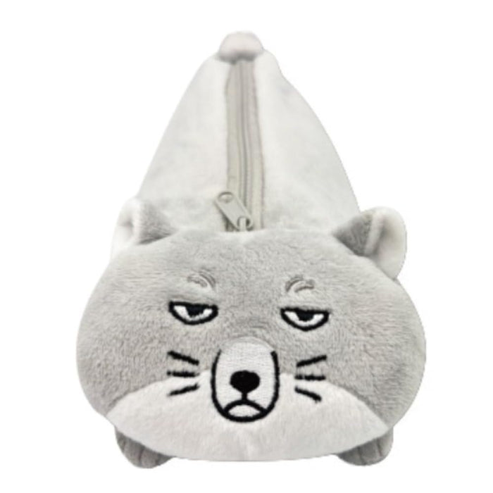 San-X Hatayama Shoji Plush Multi Pouch Gray Tibetan Fox 9x11x23cm- Japan Figure Store - #1 Bring To You The Best Japanese Goods