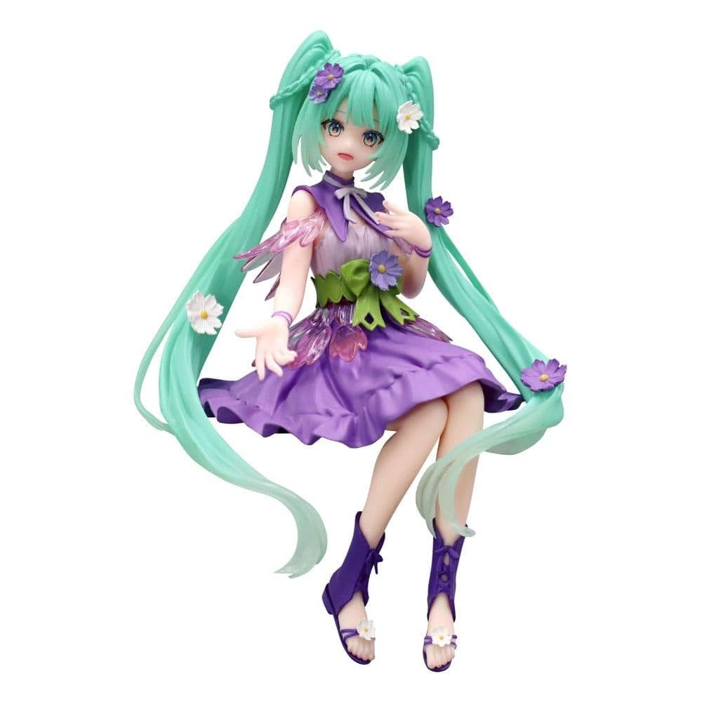 Figurine Noodle Stopper Furyu Hatsune Miku, version violette Cosmos, Fée Fleur.