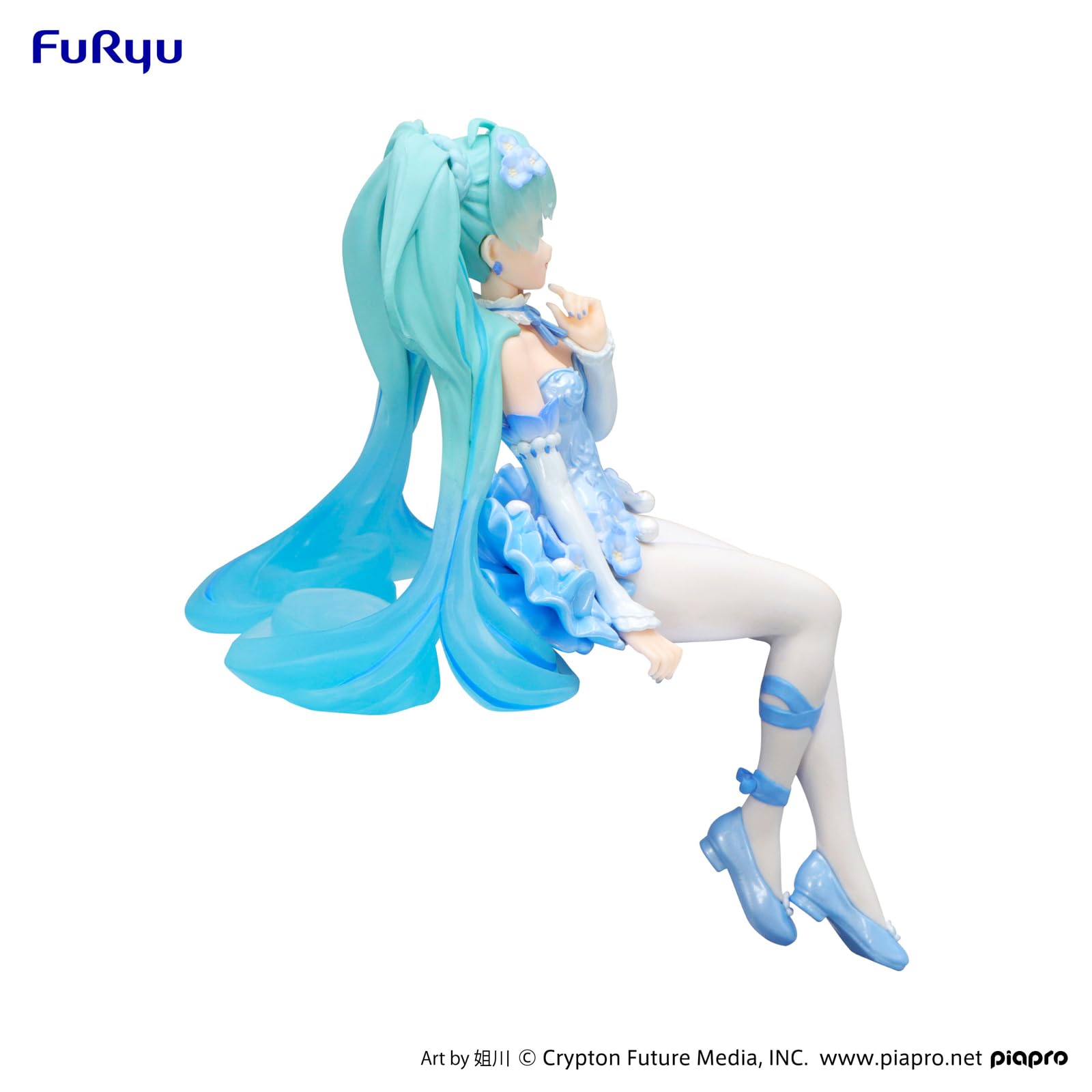 Figurine Furyu Hatsune Miku Noodle Stopper Nemophila, version bleu pâle.
