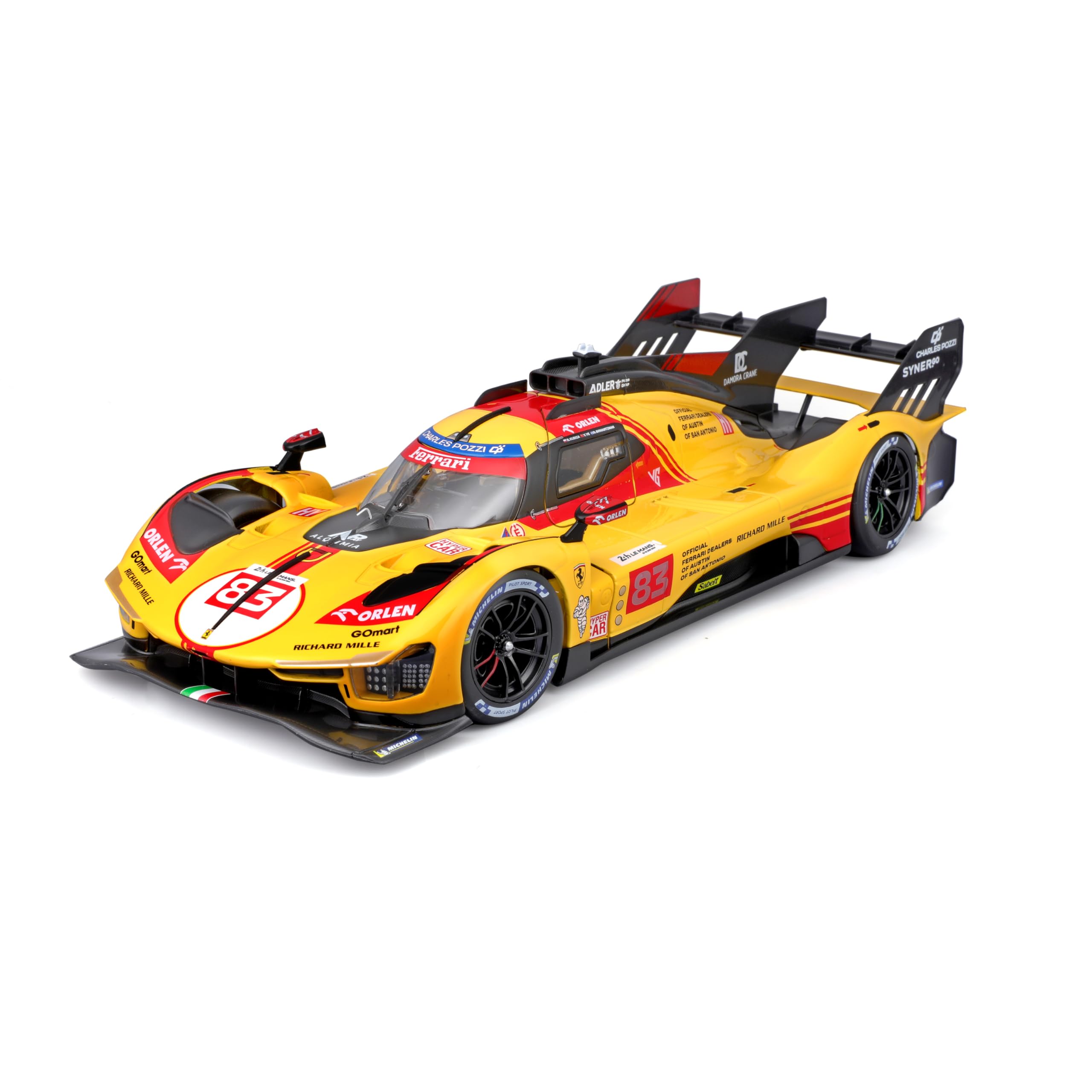 Kyosho Burago 1/43 Ferrari 499P Le Mans 2024 No. 83 Yellow Model Display