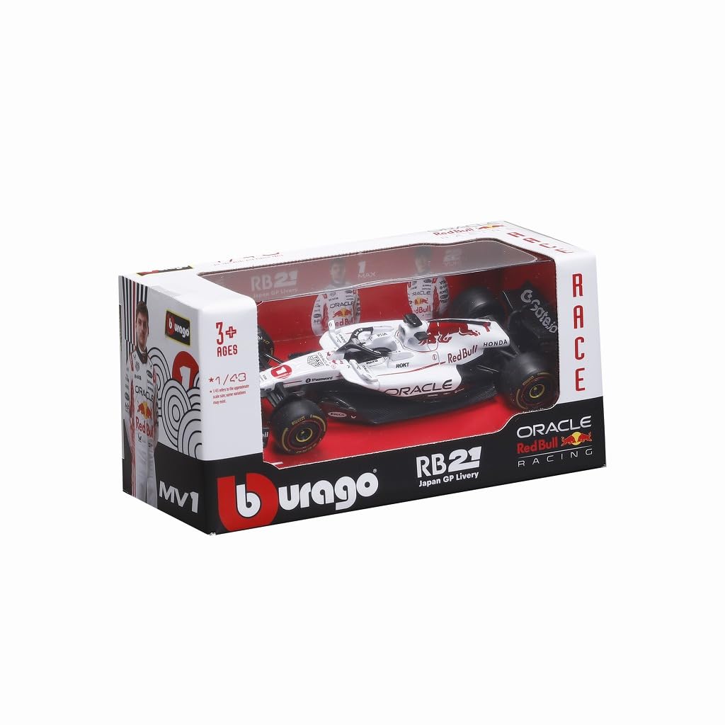 Modèle réduit 1/43 de la Oracle Red Bull RB21 2025, GP du Japon, pilotée par Verstappen, de la marque Kyosho Burago.