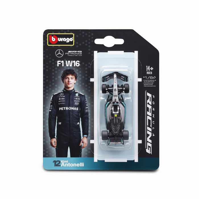 Modèle réduit 1/64 de la Mercedes-AMG F1 Team 2025 de Kyosho Burago, n° 12 Antonelli