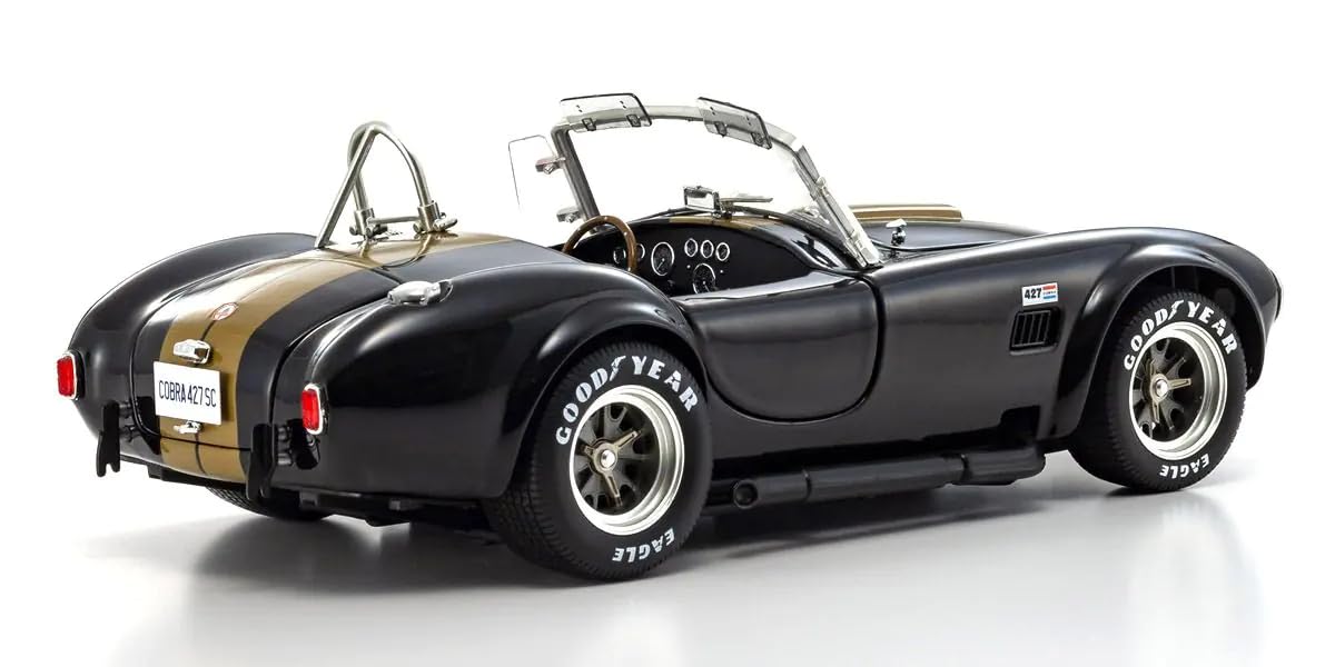 Modèle réduit Kyosho 1/18 Shelby Cobra 427SC, noir avec bandes dorées, KS08048BKG