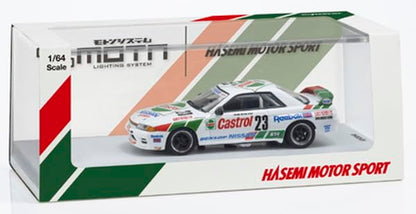 Voiture miniature Kyosho 1/64ème échelle Castrol Skyline GT-R R32 1990 avec éclairage LED