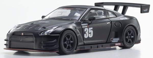Kyosho 1/64 Nismo R35 GT-R GT3, voiture d'essai, noir mat, en métal moulé sous pression avec lumières LED.
