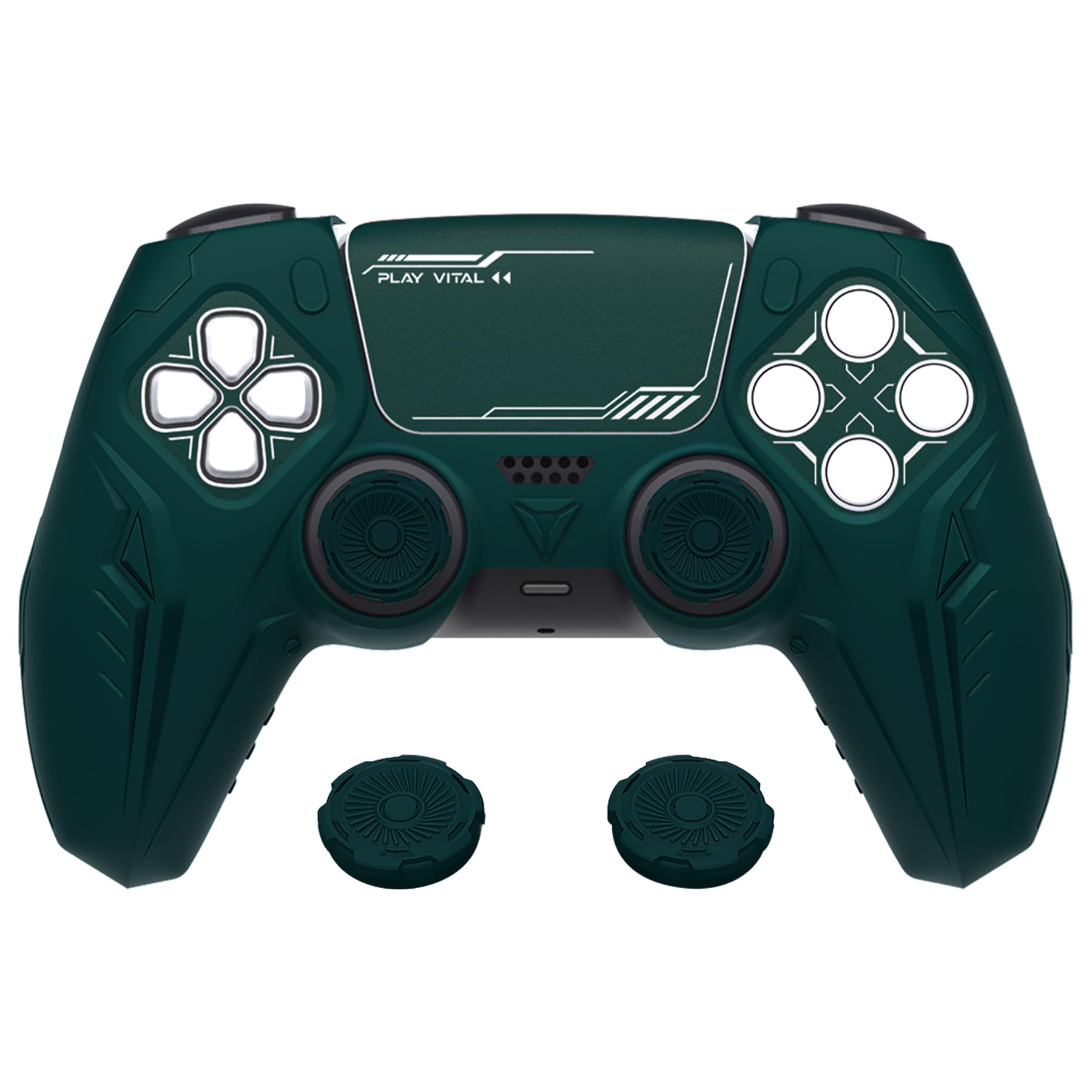 Playvital Dark Green Ps5 Controller Grip Cover Premium Silicone Cyber Mecha- Japan Figure Store - #1 Bring To You The Best Japanese Goods