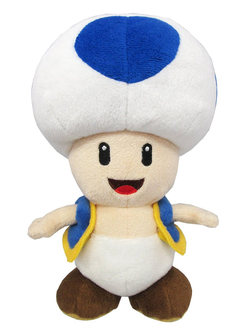 Sanei Boeki Super Mario All Star Blue Toad Plush Toy 20cm AC31- Japan Figure Store - #1 Bring To You The Best Japanese Goods