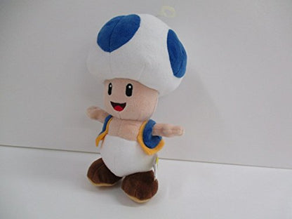 Sanei Boeki Super Mario All Star Blue Toad Plush Toy 20cm AC31- Japan Figure Store - #1 Bring To You The Best Japanese Goods