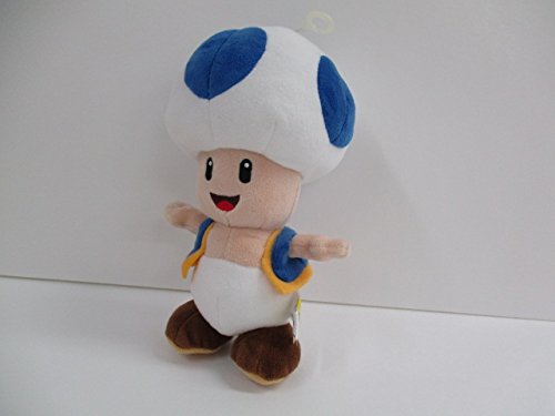 Sanei Boeki Super Mario All Star Blue Toad Plush Toy 20cm AC31- Japan Figure Store - #1 Bring To You The Best Japanese Goods