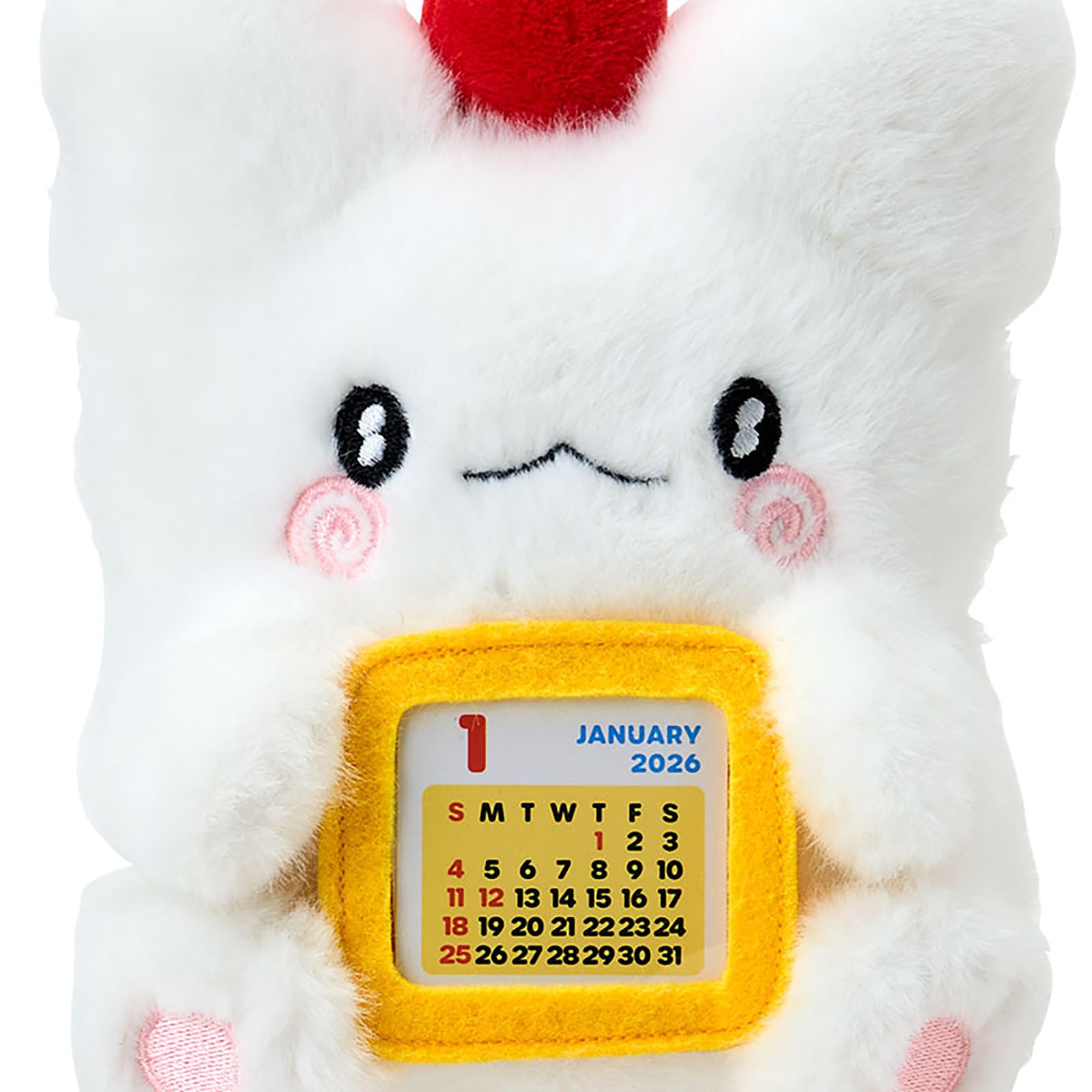 Calendrier de bureau Sanrio Hanamaru Ghost 2026 avec papier PVC polyester pelucheux