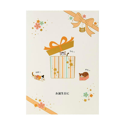 Sanrio Birthday Card with Envelope Gifts from Cats Design Model NY7-0R