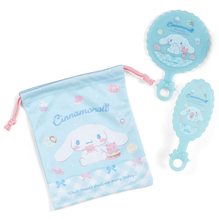 Sanrio Cinnamoroll Mirror Brush Set Cute Portable Beauty Accessory- Japan Figure Store - #1 Bring To You The Best Japanese Goods