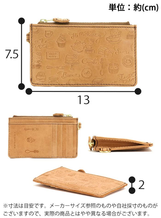 Sanrio Hello Kitty Gray Genuine Leather Mini Wallet Coin and Card Case- Japan Figure Store - #1 Bring To You The Best Japanese Goods