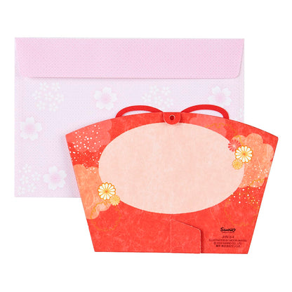 Sanrio Hinamatsuri Fan-Shaped Prince and Princess Greeting Card with Overseas Shipping- Japan Figure Store - #1 Bring To You The Best Japanese Goods