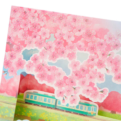 Sanrio Message Card Spring Cherry Blossom Rape Blossom Train Greeting Card- Japan Figure Store - #1 Bring To You The Best Japanese Goods
